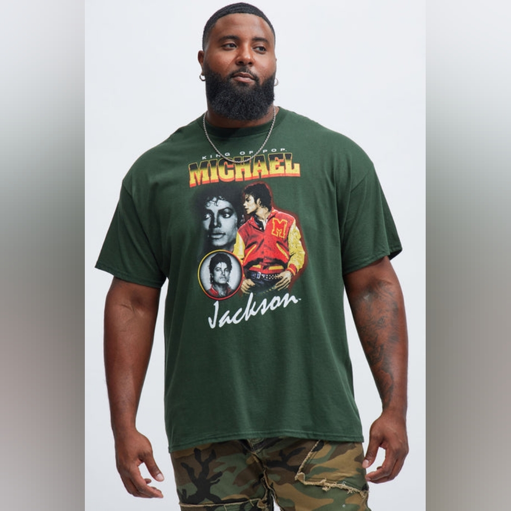 Michael Jackson The King Of Pop Short Sleeve Tee - Green - Picture 3 of 4
